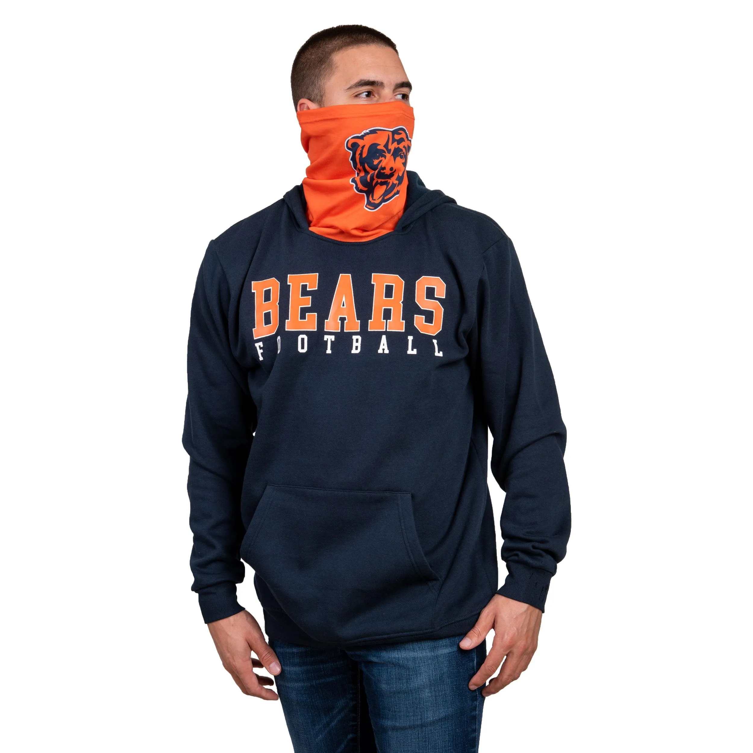 Chicago Bears NFL Mens Solid Gaiter Hoodie