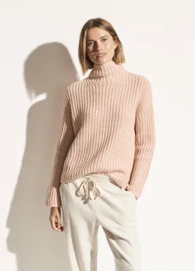 Chunky Ribbed Turtleneck in Peach Sorbet