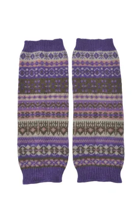 Clyde Fair isle wrist warmer fingerless gloves - Purple