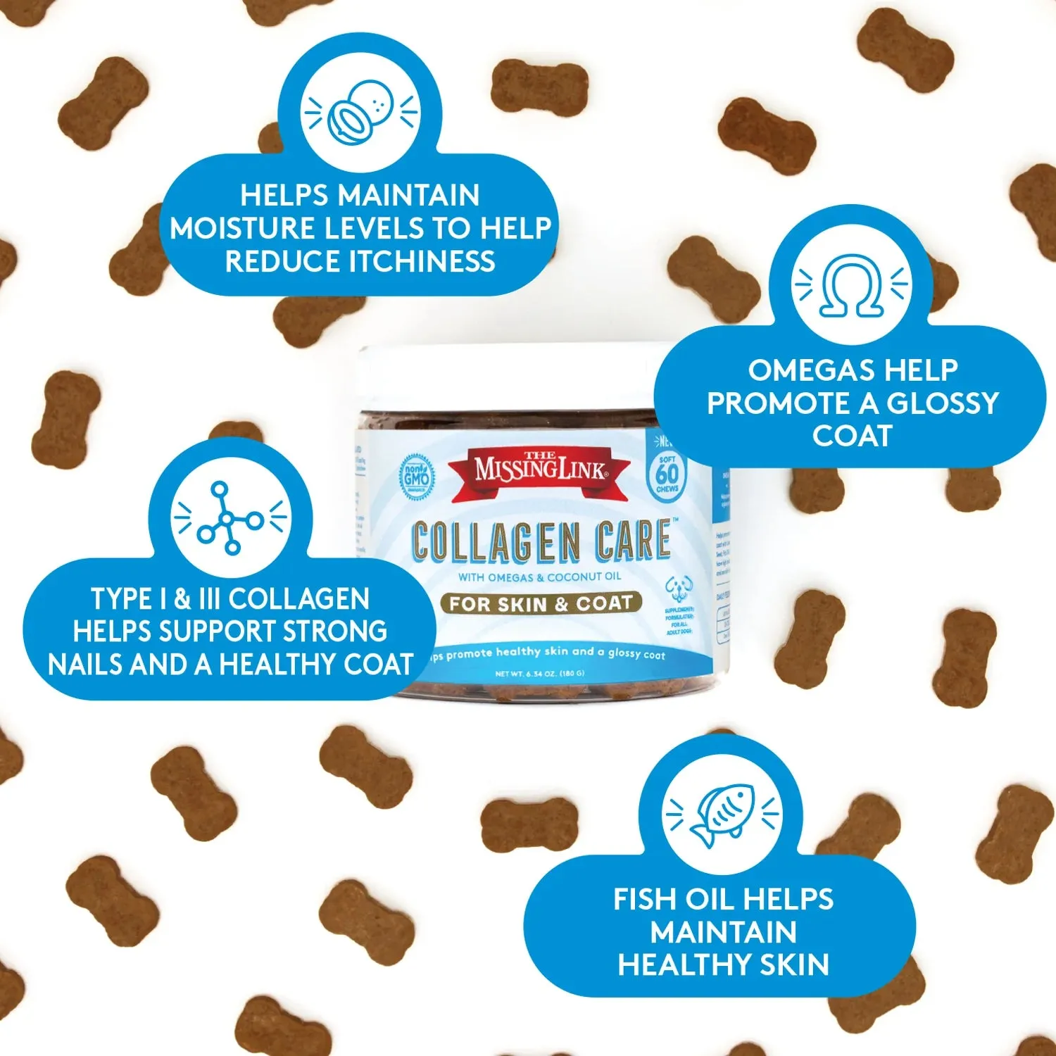 Collagen Care Skin & Coat Soft Chews - 60 count