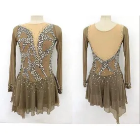 Competition Figure Skating Dress Khaki Pearl BSU2882