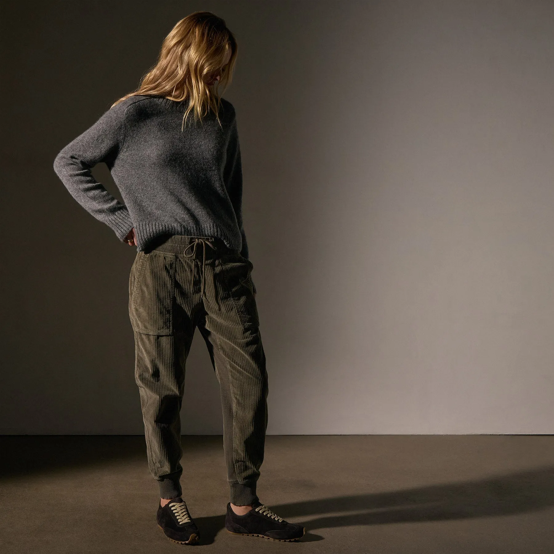 Corduroy Mixed Media Pant - Army Green Pigment