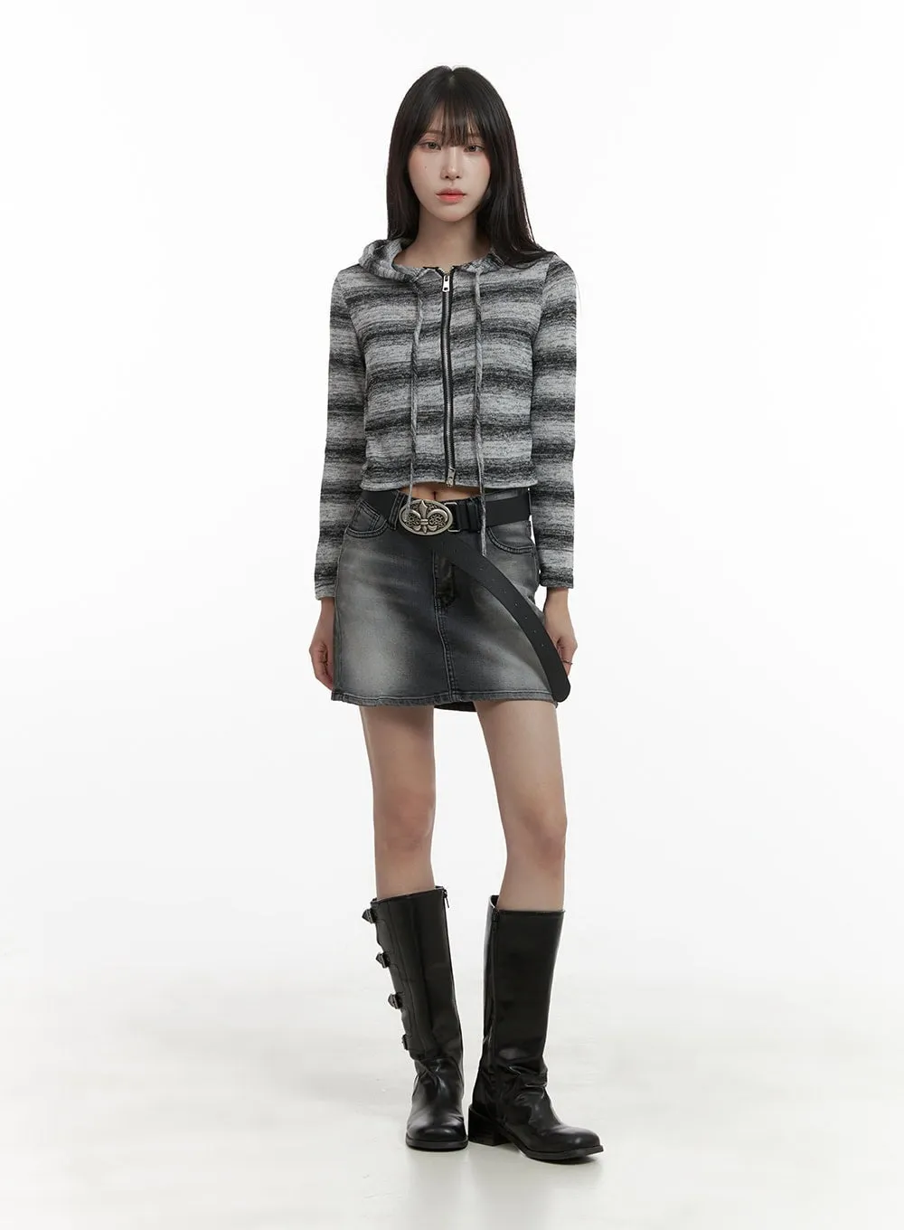 Cotton Washed Denim Mini Skirt CA426