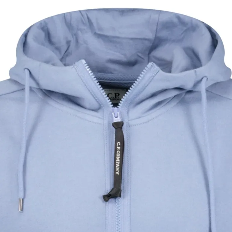 CP COMPANY Goggle Hood Zip-Up Sweatshirt Infinity Blue