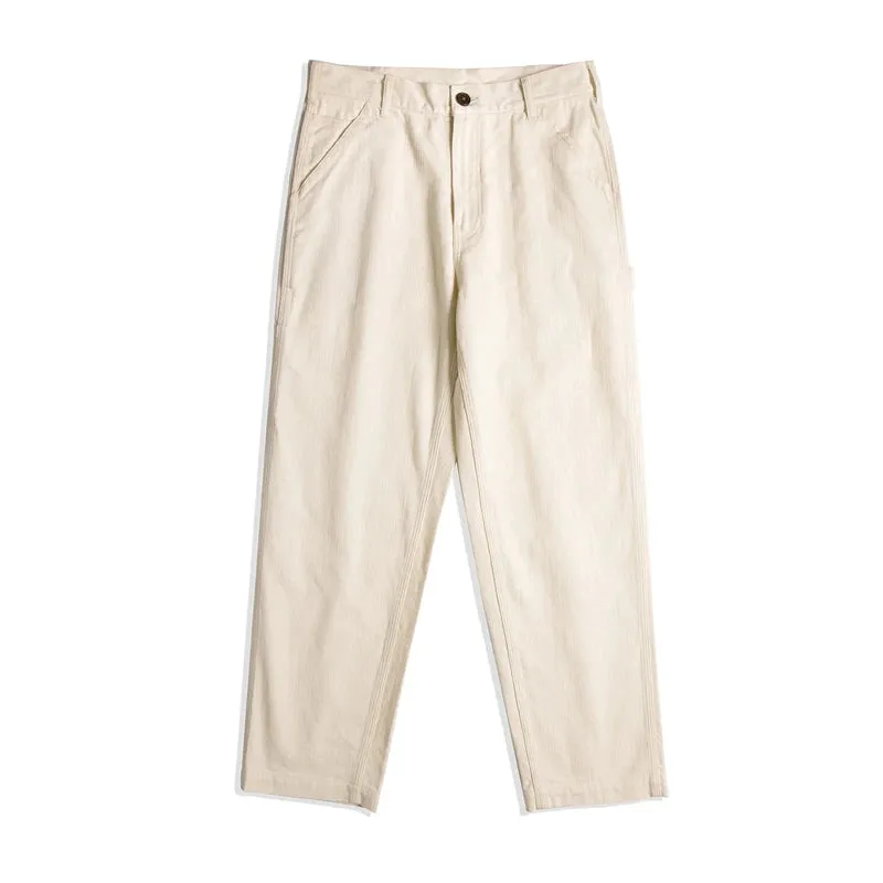 Cream-Colored Relaxed Straight Men's Painter's Pants