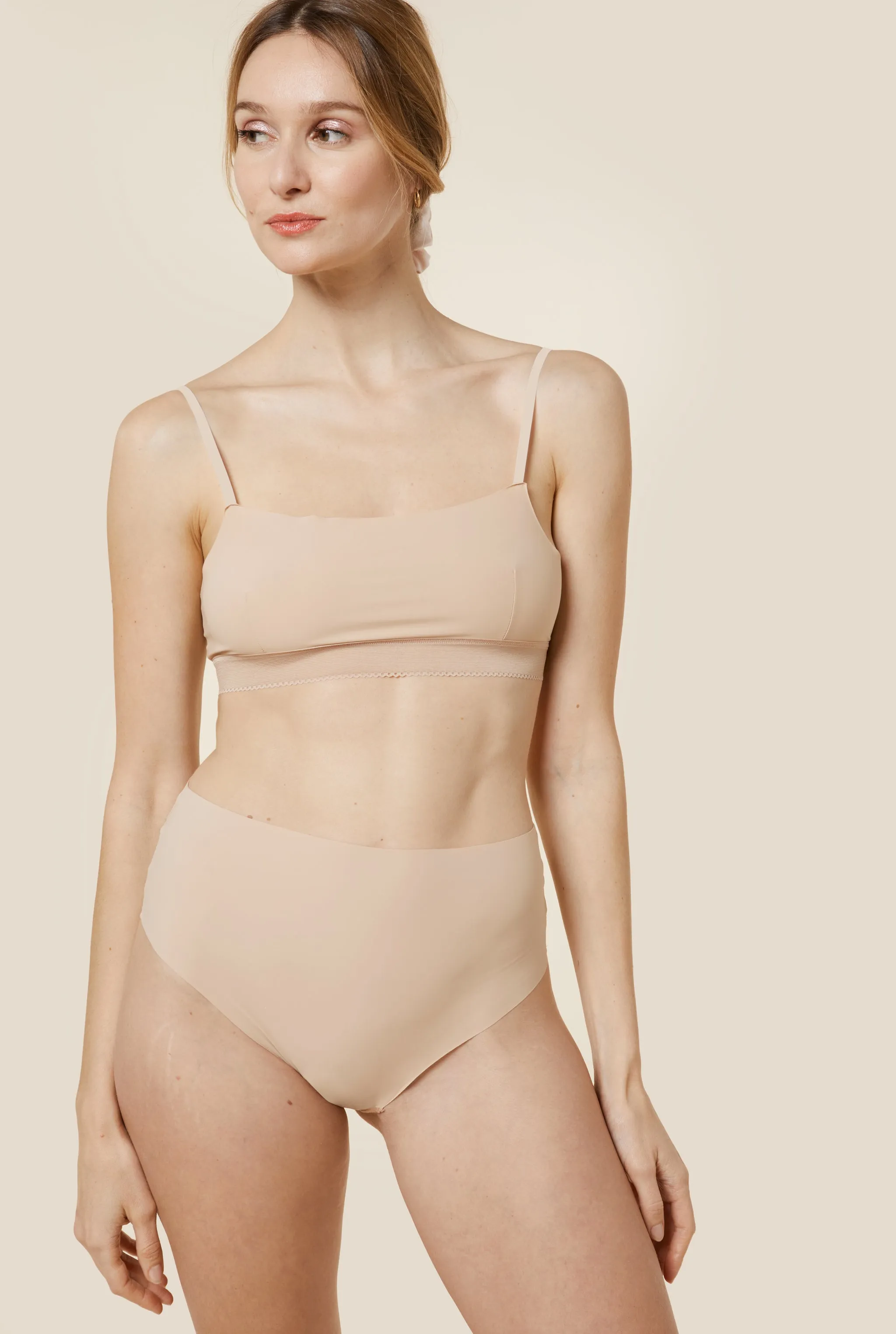 Culotte taille haute sans couture - Beige