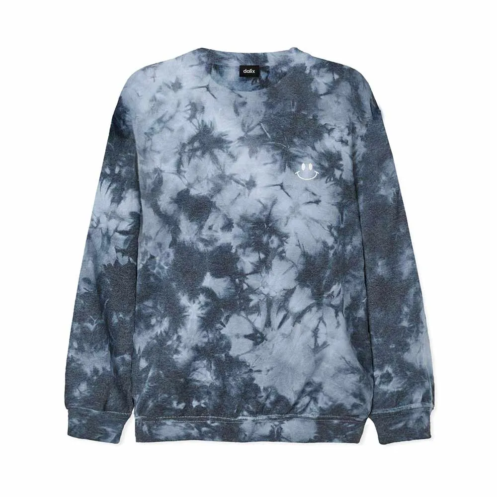 Dalix Smile Face Tie Dye Crewneck Sweatshirt