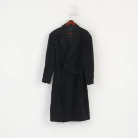 David Moss Colection Men S (M) Coat Navy Vintage Wool Cashmere Blend Belted Overcoat