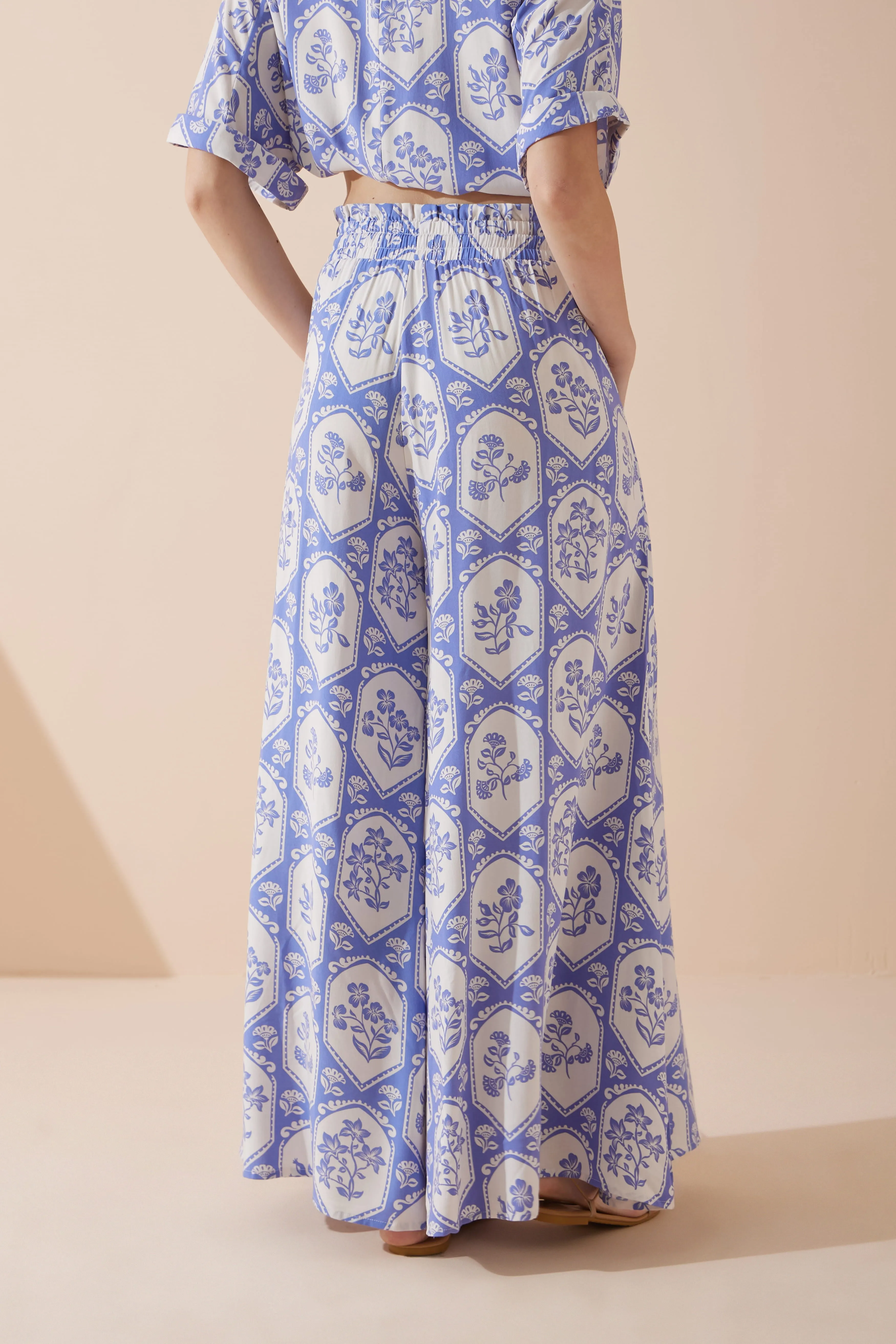 Delilah Blue Floral Wide Leg Pants