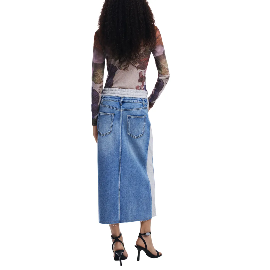 Denim Hybrid Midi Skirt