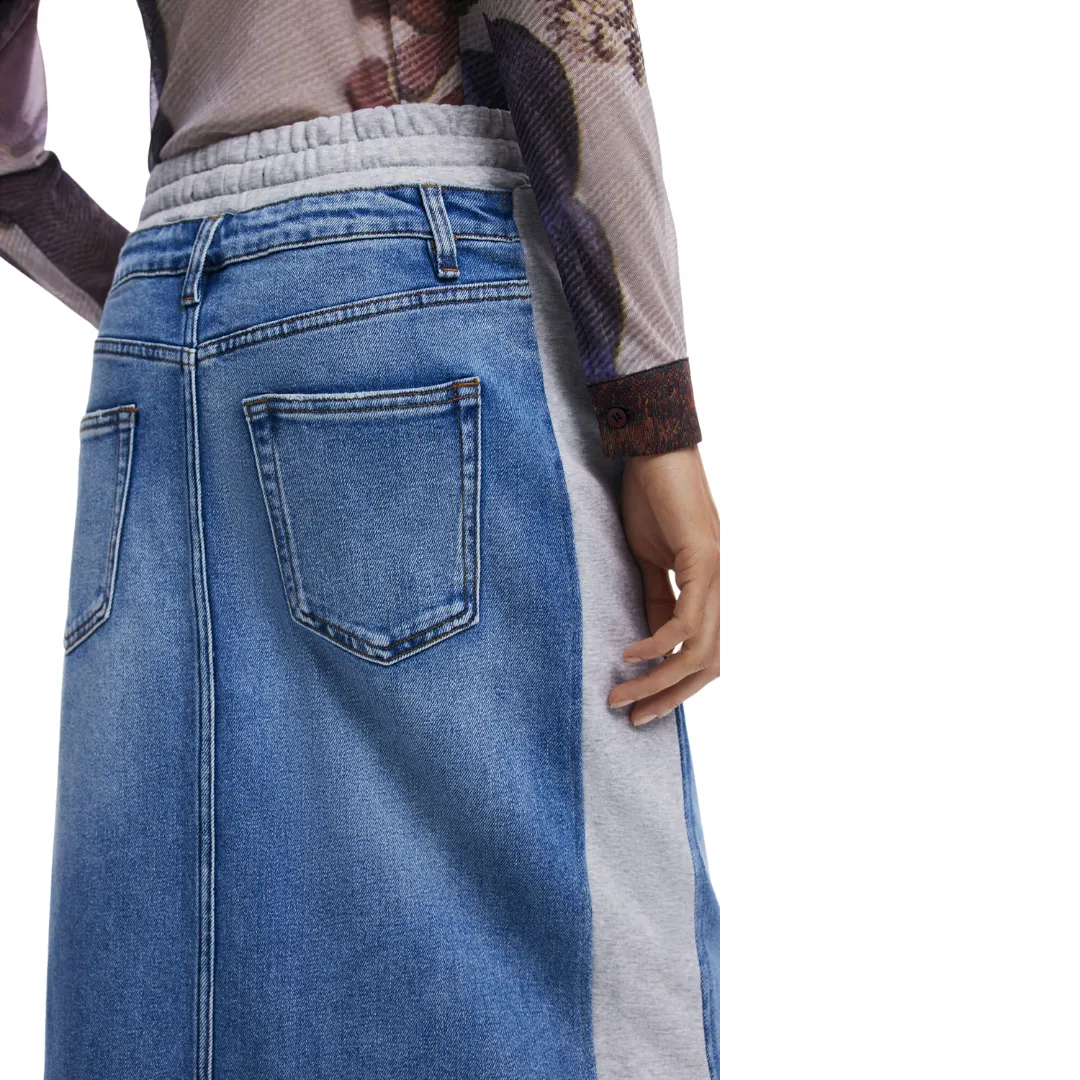 Denim Hybrid Midi Skirt