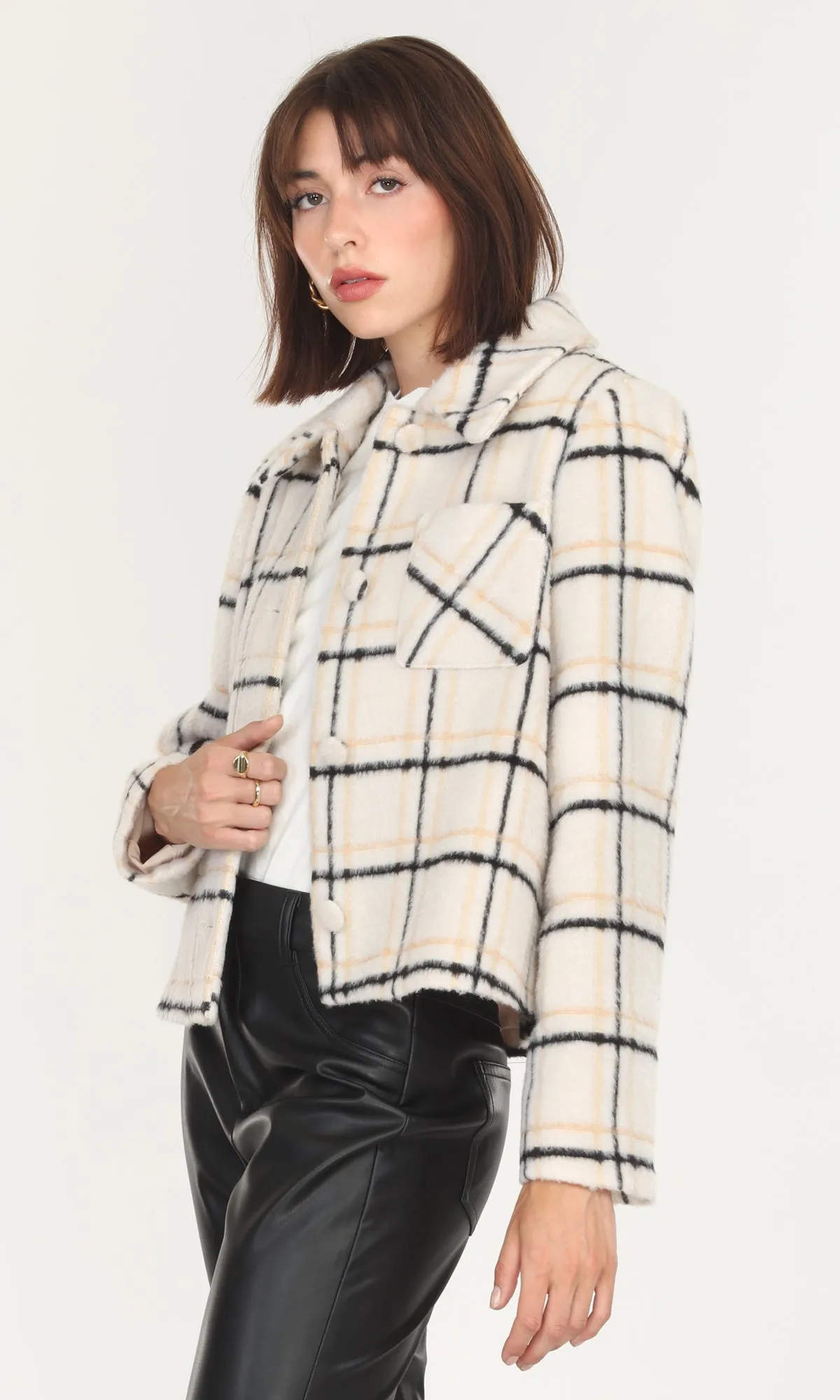 Diona Shearling Collar Plaid Shacket