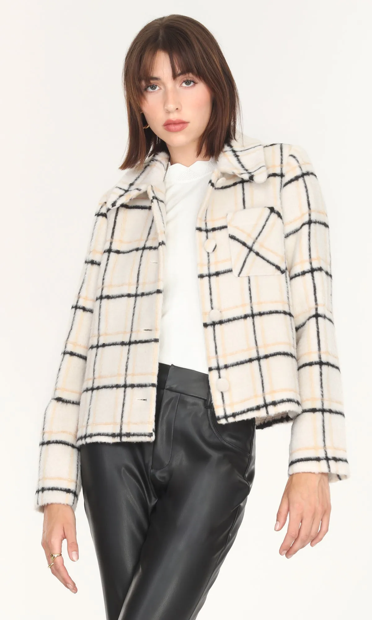 Diona Shearling Collar Plaid Shacket