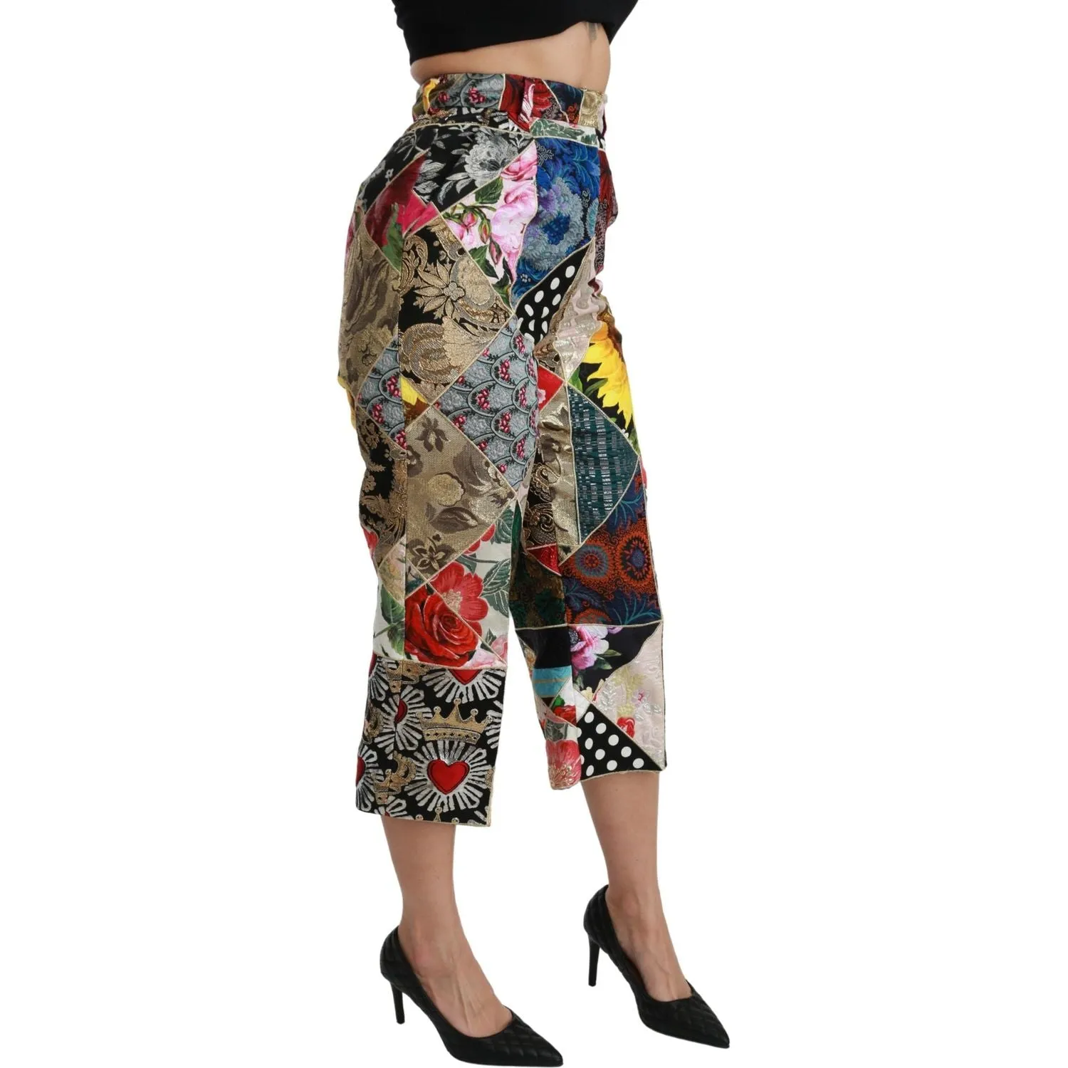 Dolce & Gabbana Elegant High Waist Cropped Silk Blend Trousers