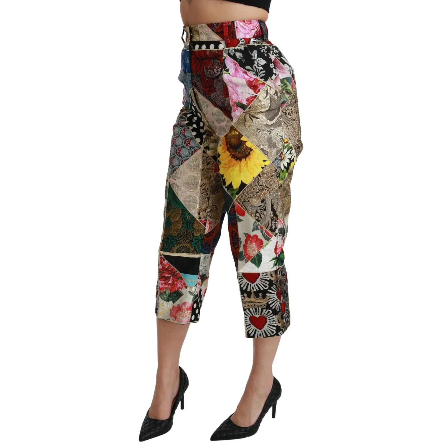 Dolce & Gabbana Elegant High Waist Cropped Silk Blend Trousers