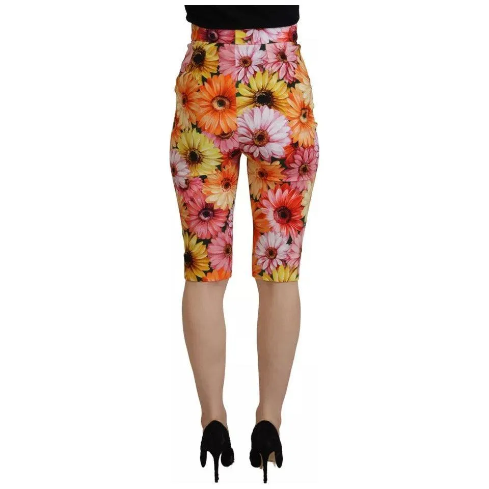 Dolce & Gabbana Multicolor Floral High Waist Cropped Pants