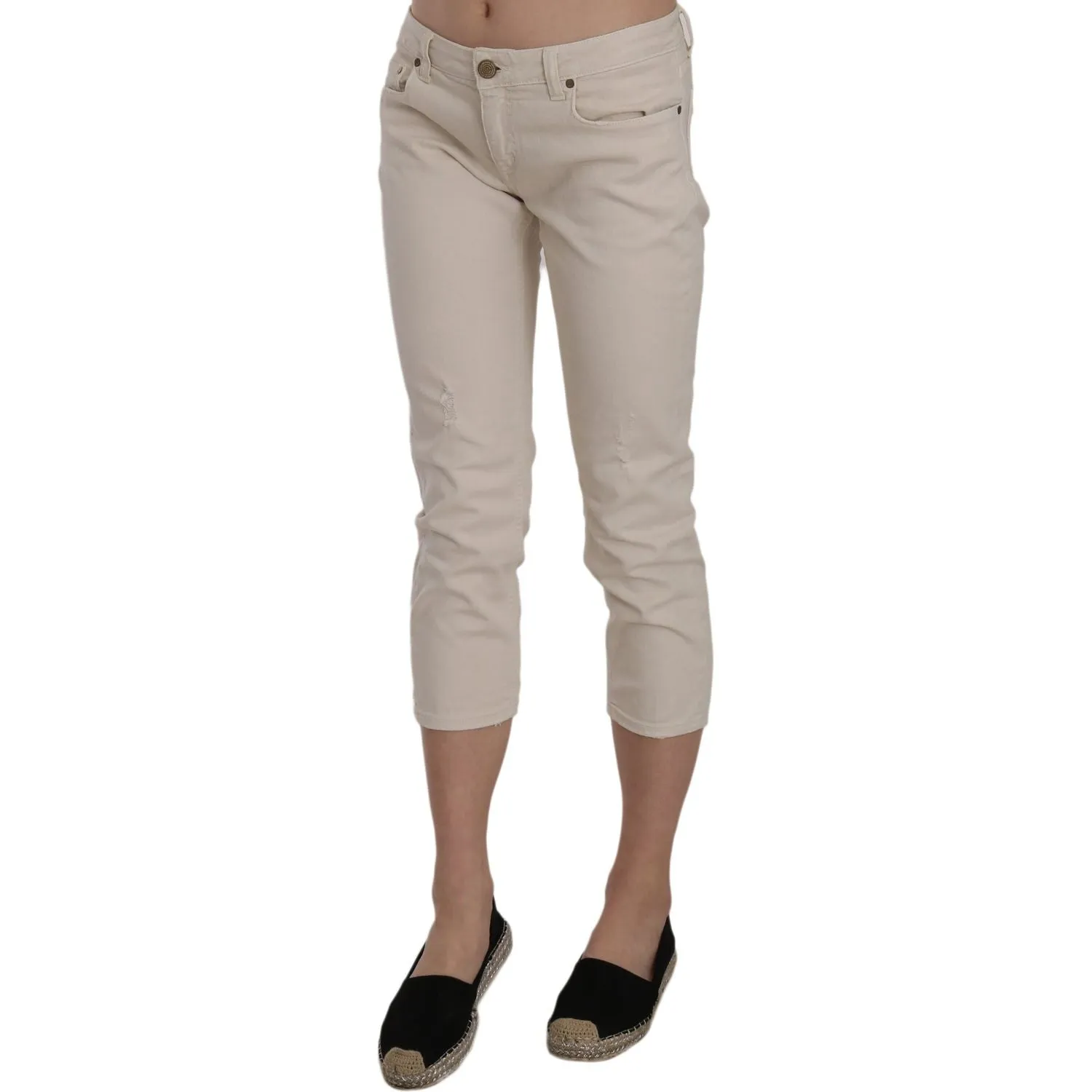 Dondup Beige Low Waist Skinny Cropped Capri Pants