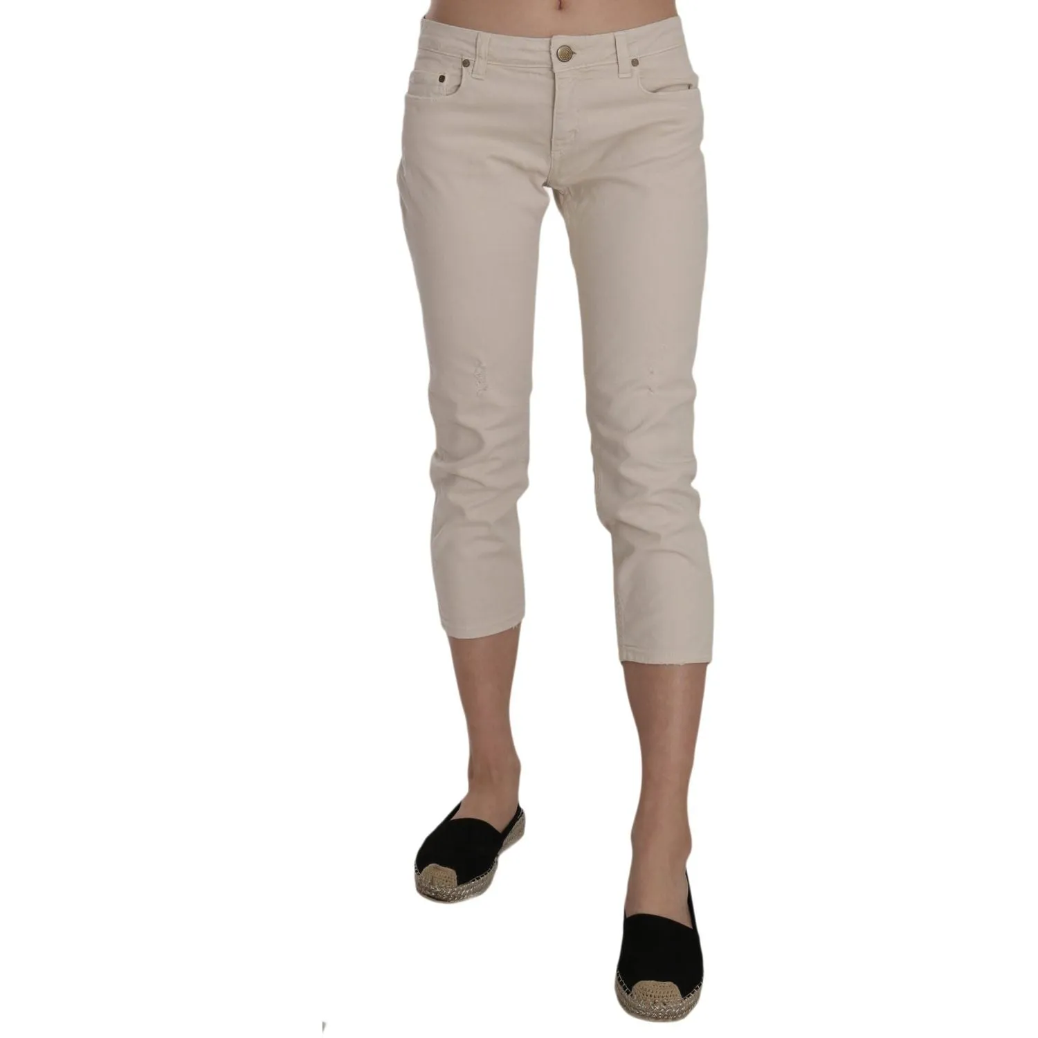 Dondup Beige Low Waist Skinny Cropped Capri Pants