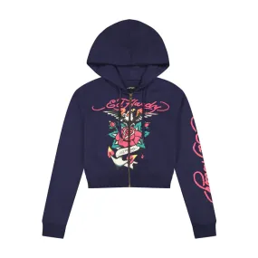 ED HARDY Eagle Rose Cropped Hoodie