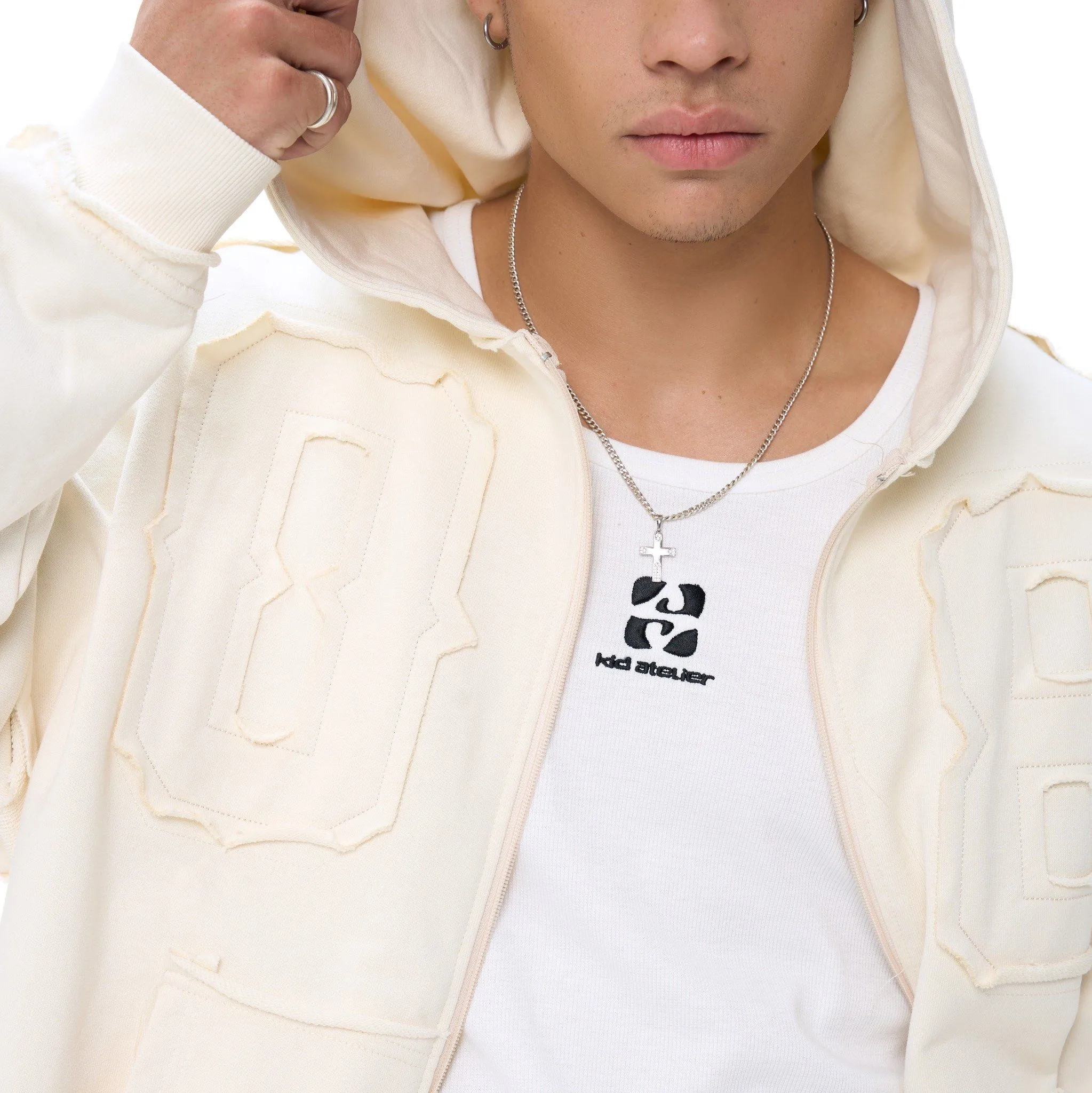 EIGHT ZIP HOODIE - CREAM