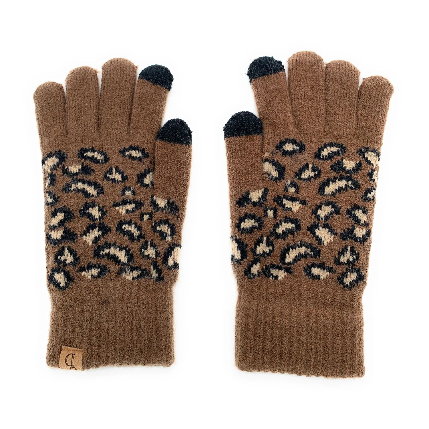 Empire Cove Winter Knit Ribbed Leopard Touch Screen Gloves