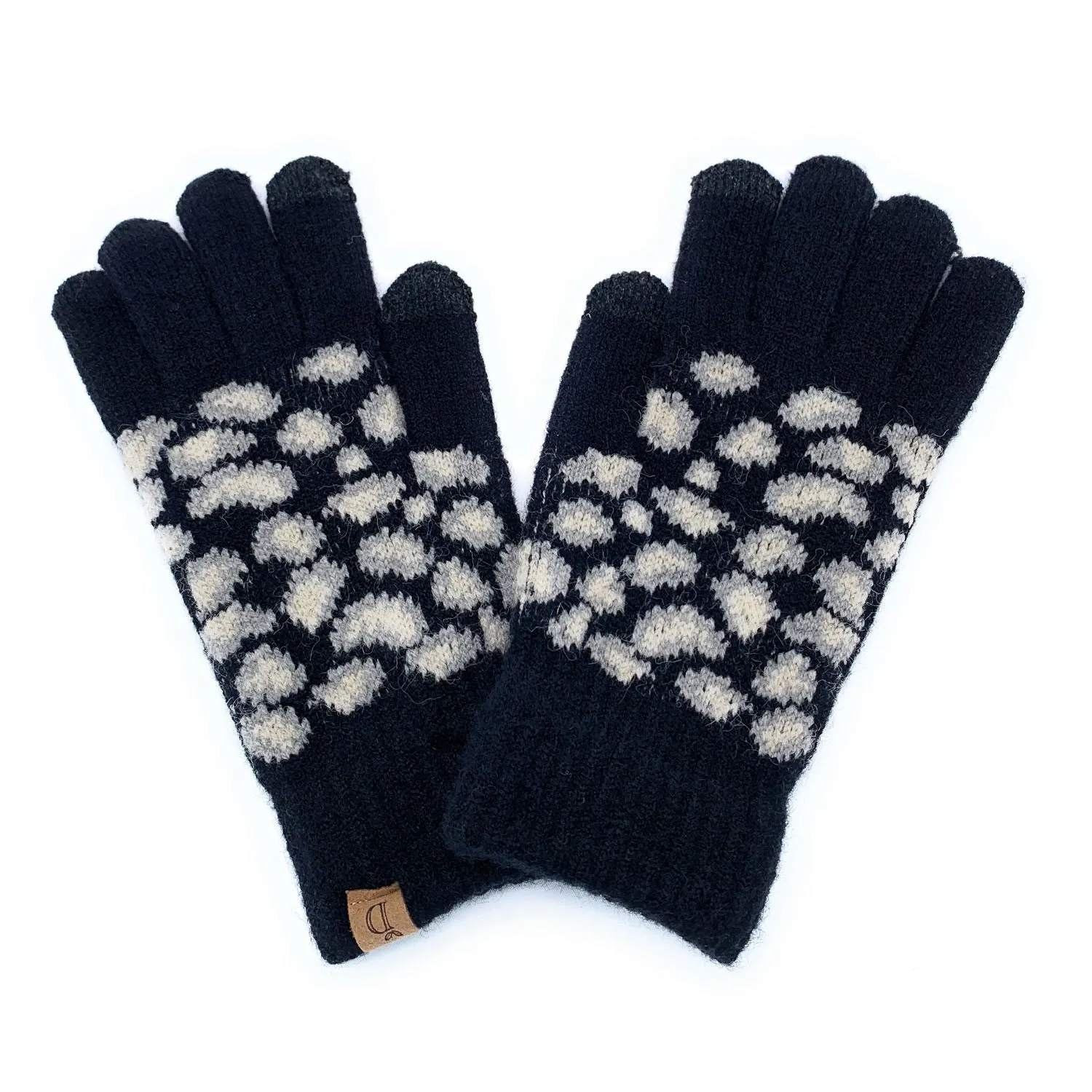 Empire Cove Winter Knit Ribbed Leopard Touch Screen Gloves