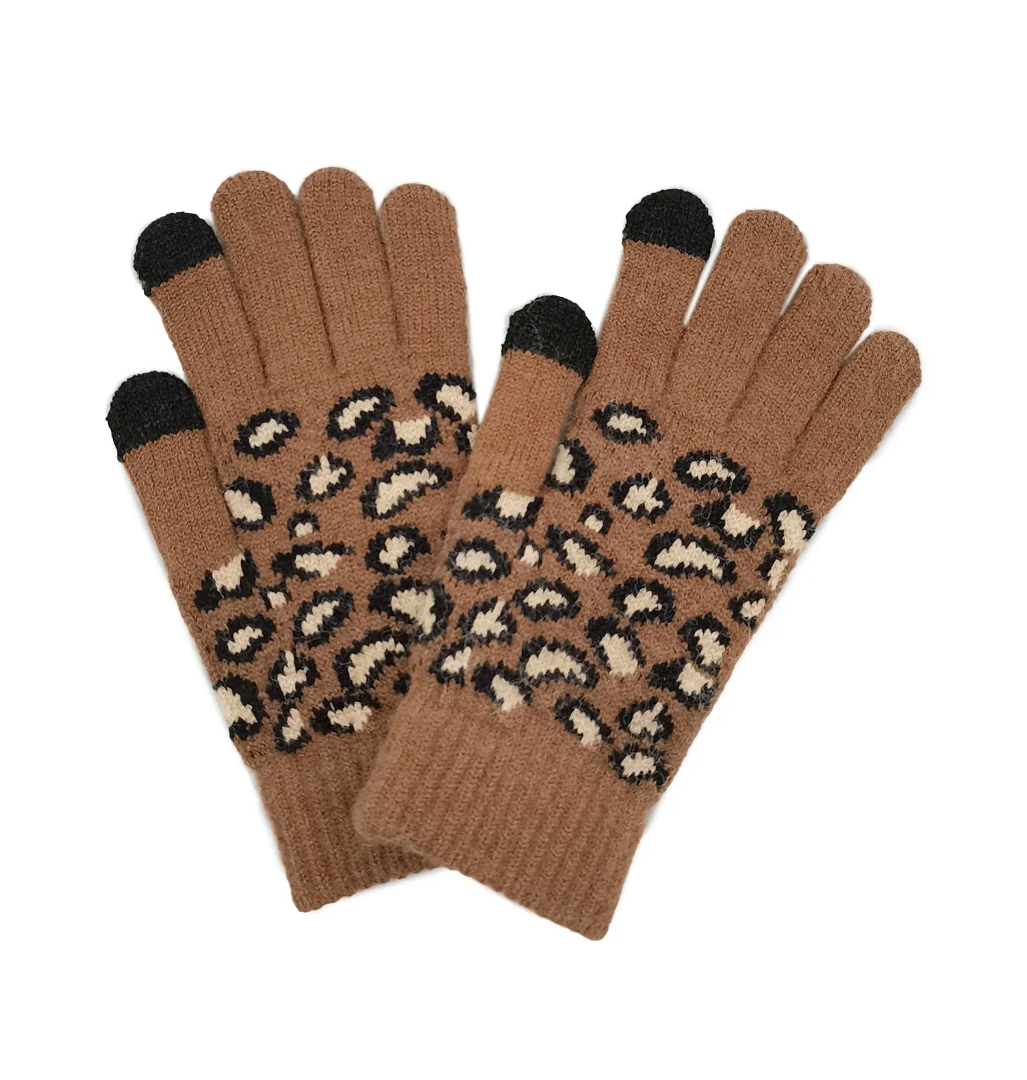 Empire Cove Winter Knit Ribbed Leopard Touch Screen Gloves