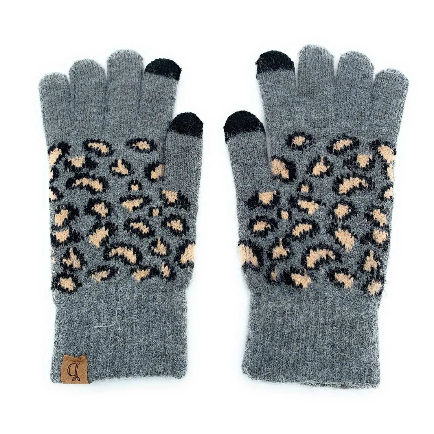 Empire Cove Winter Knit Ribbed Leopard Touch Screen Gloves