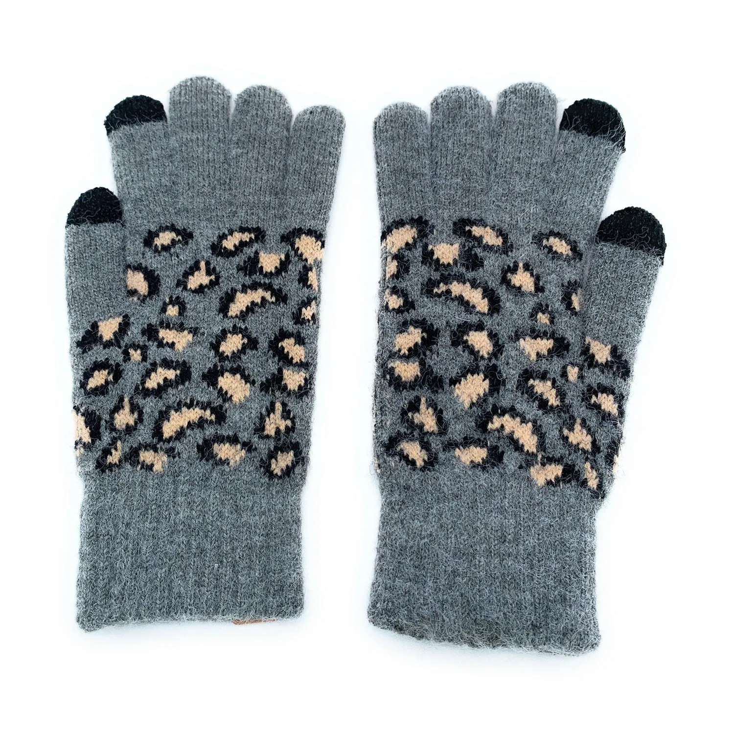 Empire Cove Winter Knit Ribbed Leopard Touch Screen Gloves