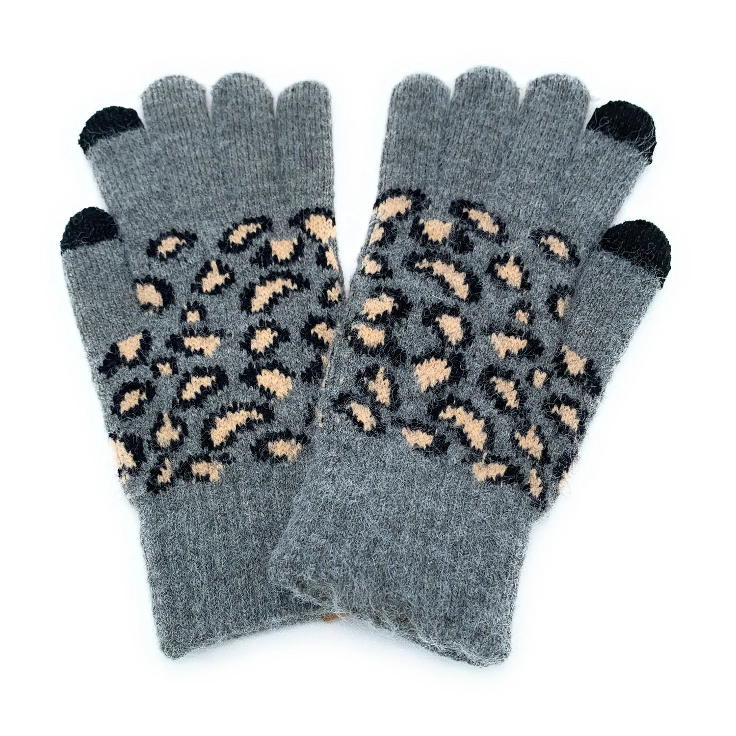 Empire Cove Winter Knit Ribbed Leopard Touch Screen Gloves