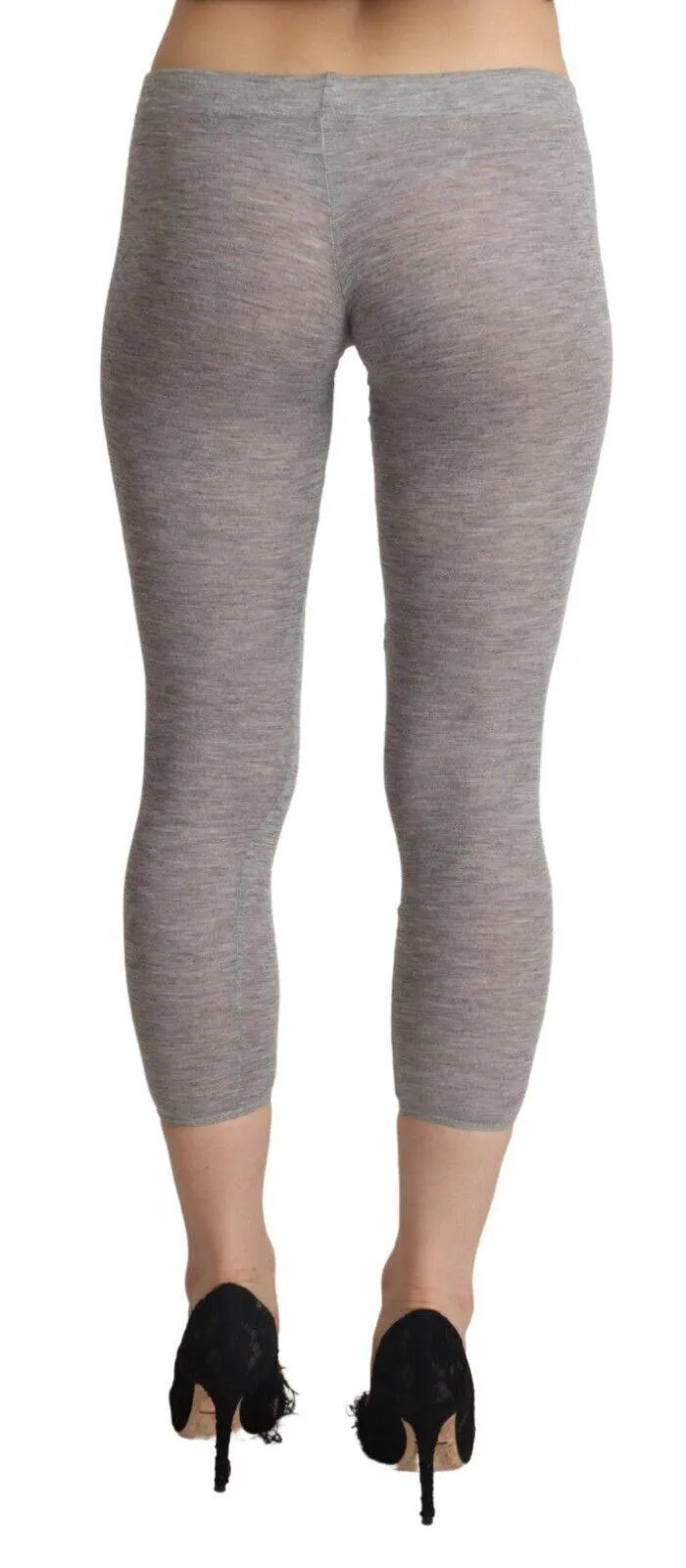 Ermanno Scervino Gray Modal Low Waist Cropped Leggings Slim Pants