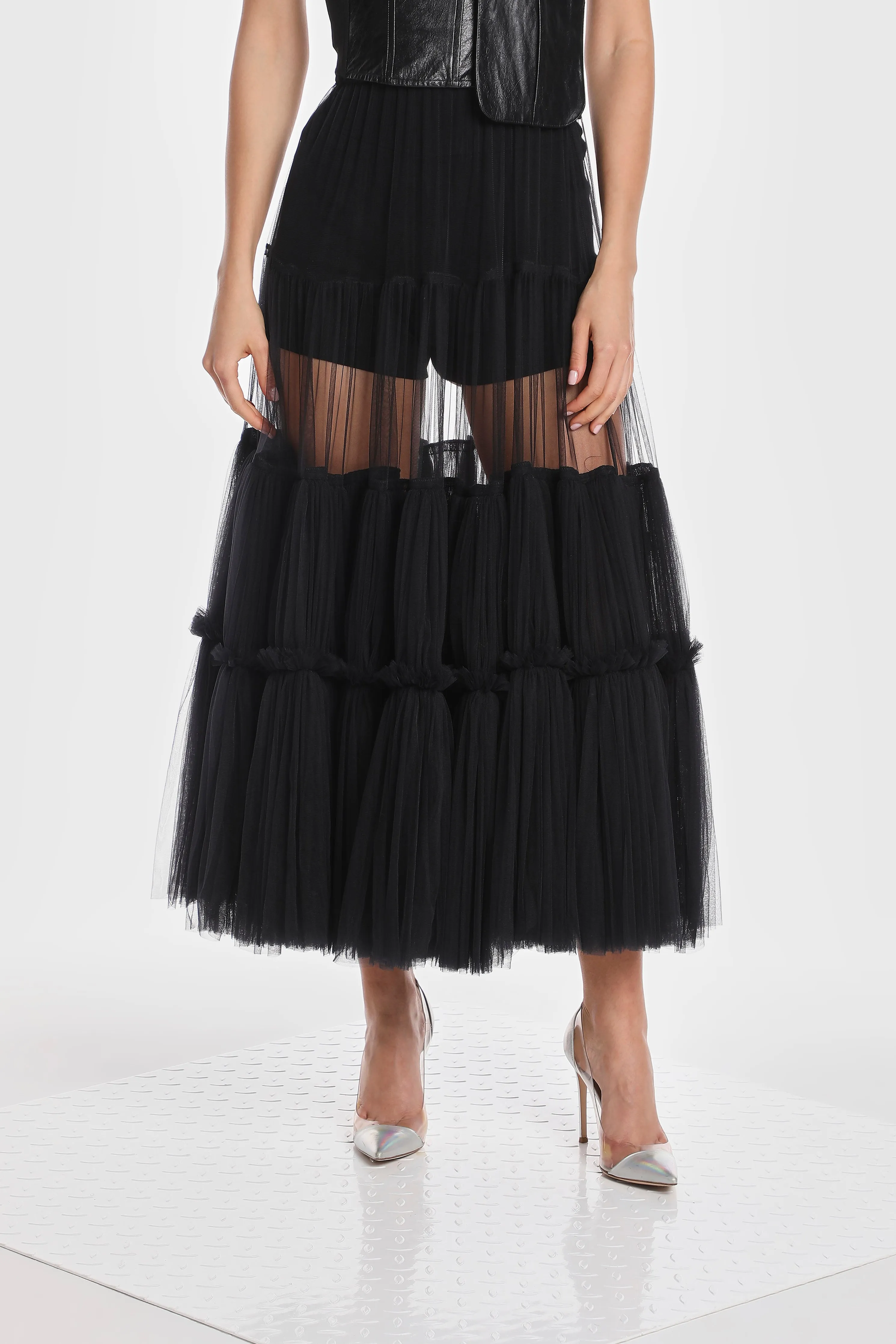 EXTRA VOLUME TIERED TULLE SKIRT