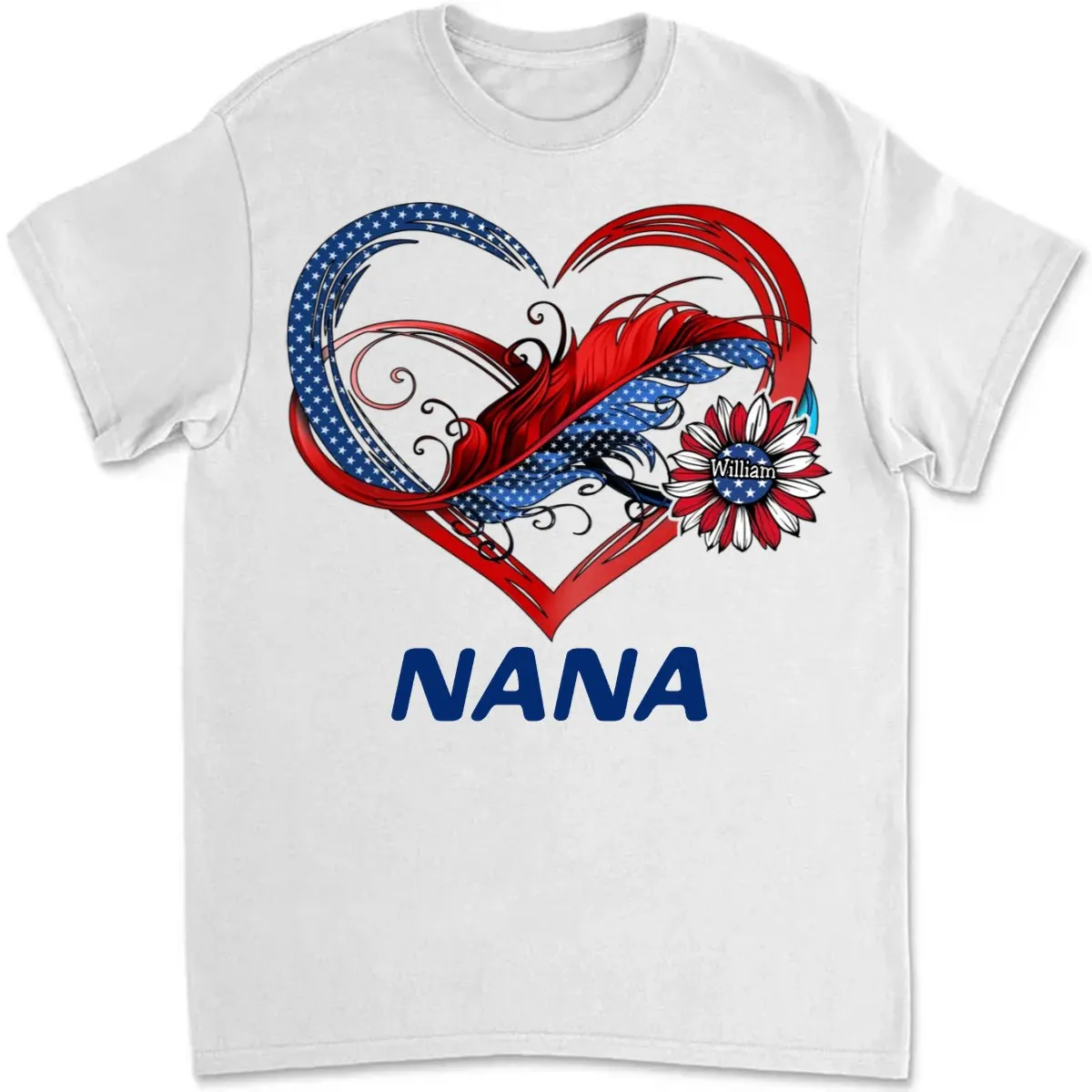 Family - Independence Day Grandma Mom Custom Nickname Names Family Heart Infinity July 4th - Personalized Unisex T-shirt