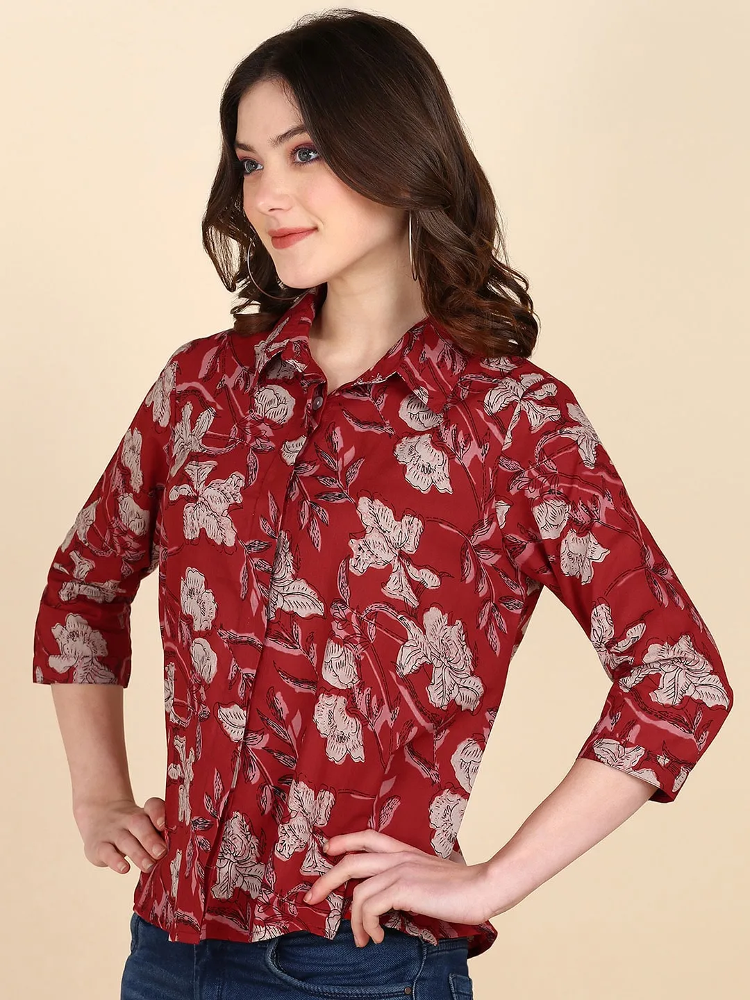 Floral Printed Comfort Fit Shirt for Women