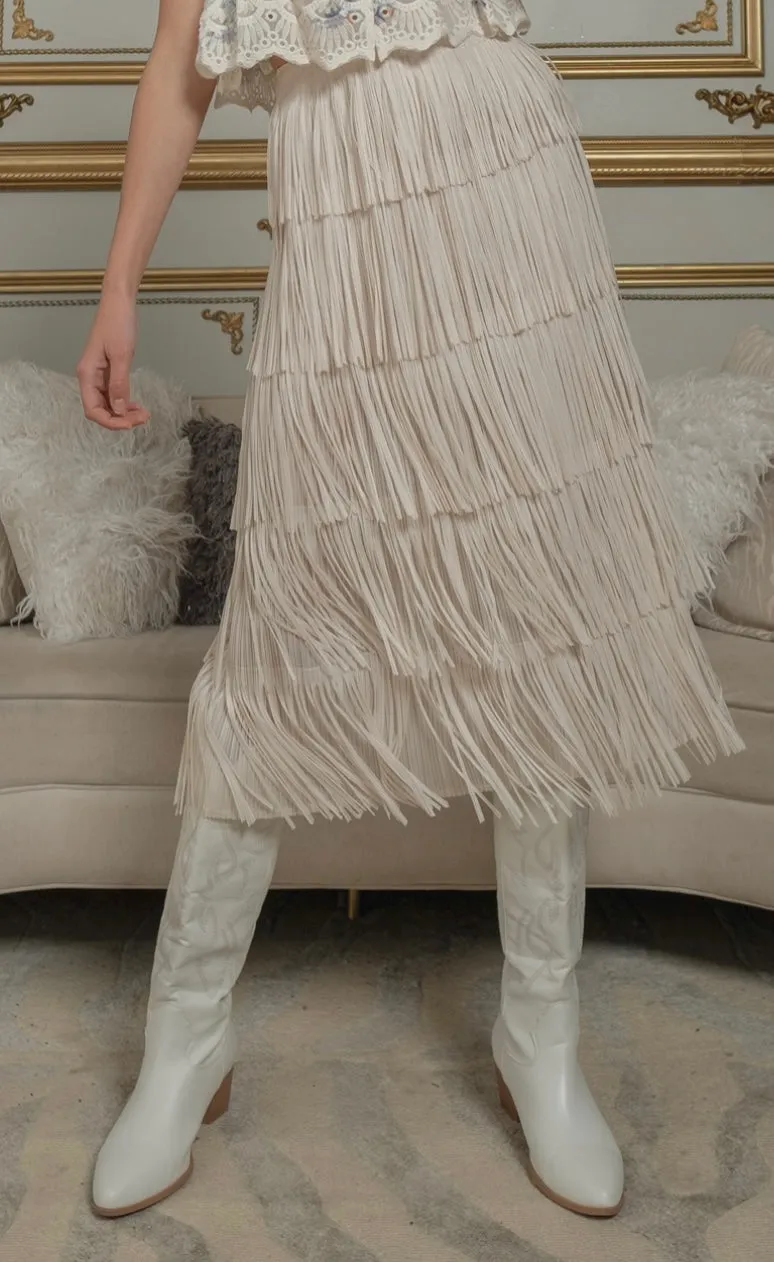 Fringe Skirt - Blush