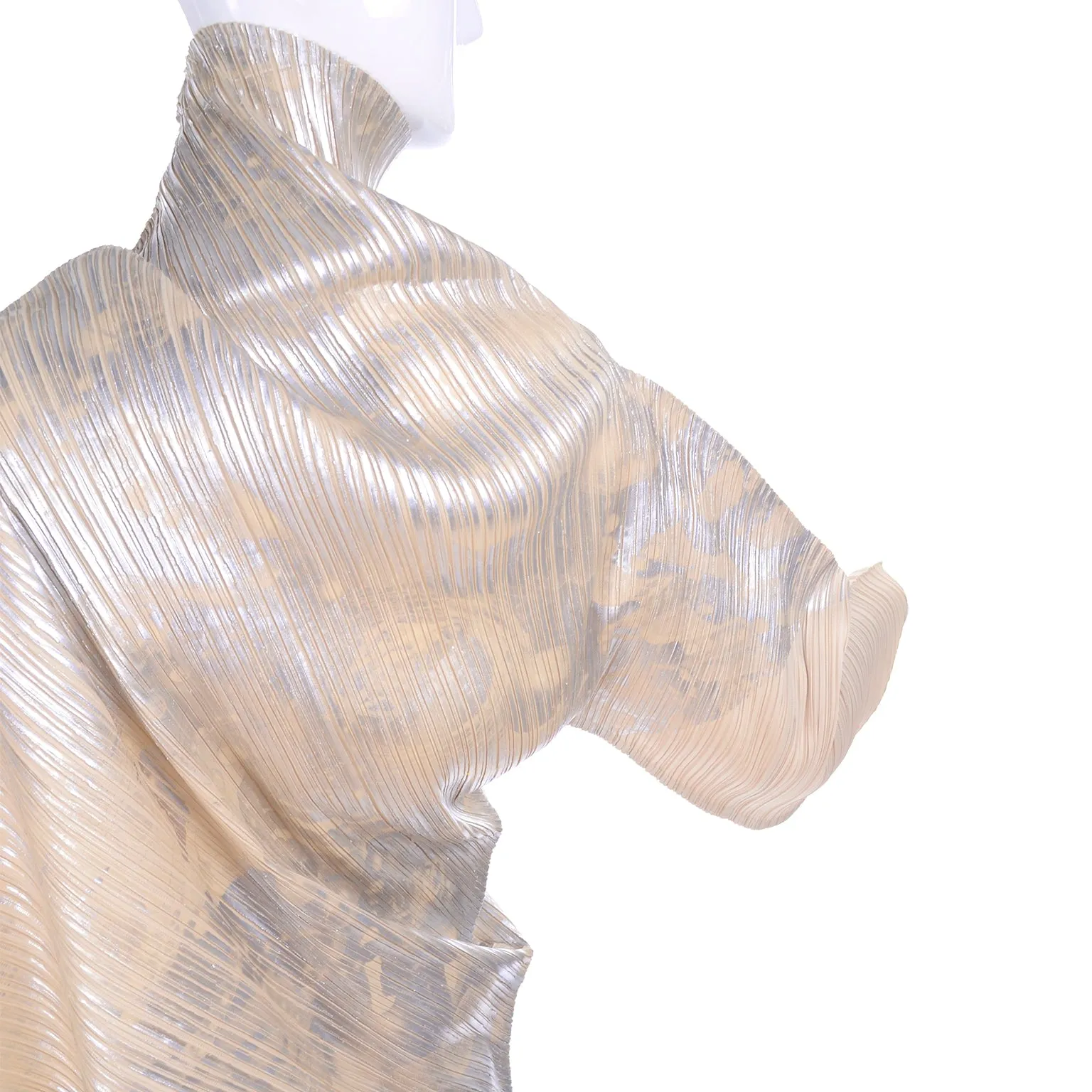 F/W 1994 Issey Miyake Asymmetrical Pleated Dress Metallic Deadstock