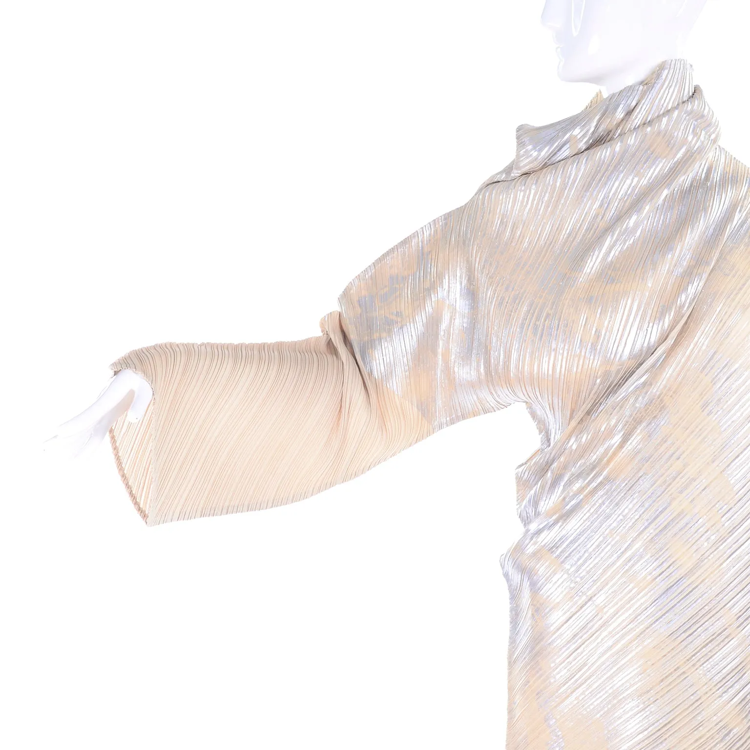 F/W 1994 Issey Miyake Asymmetrical Pleated Dress Metallic Deadstock