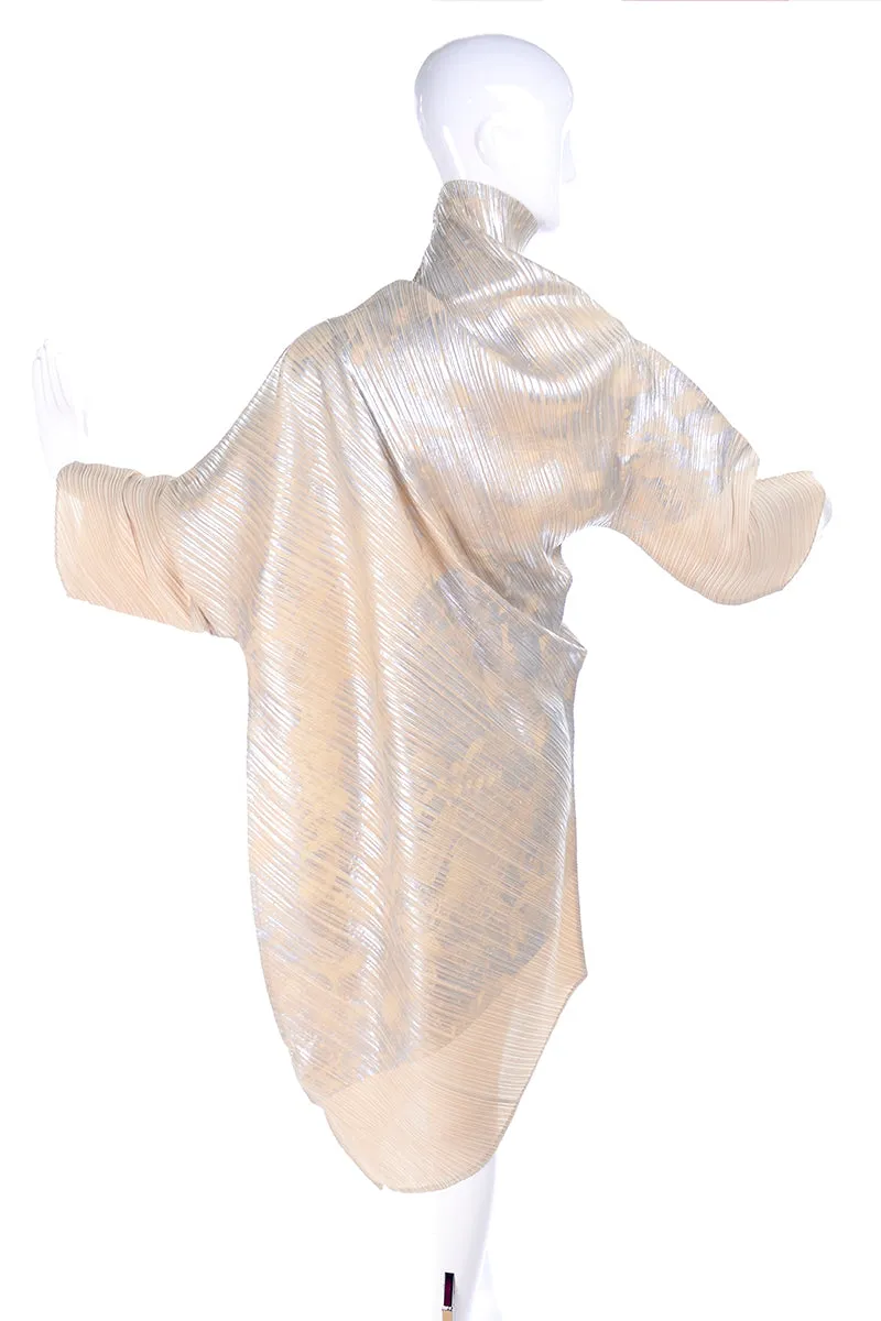 F/W 1994 Issey Miyake Asymmetrical Pleated Dress Metallic Deadstock