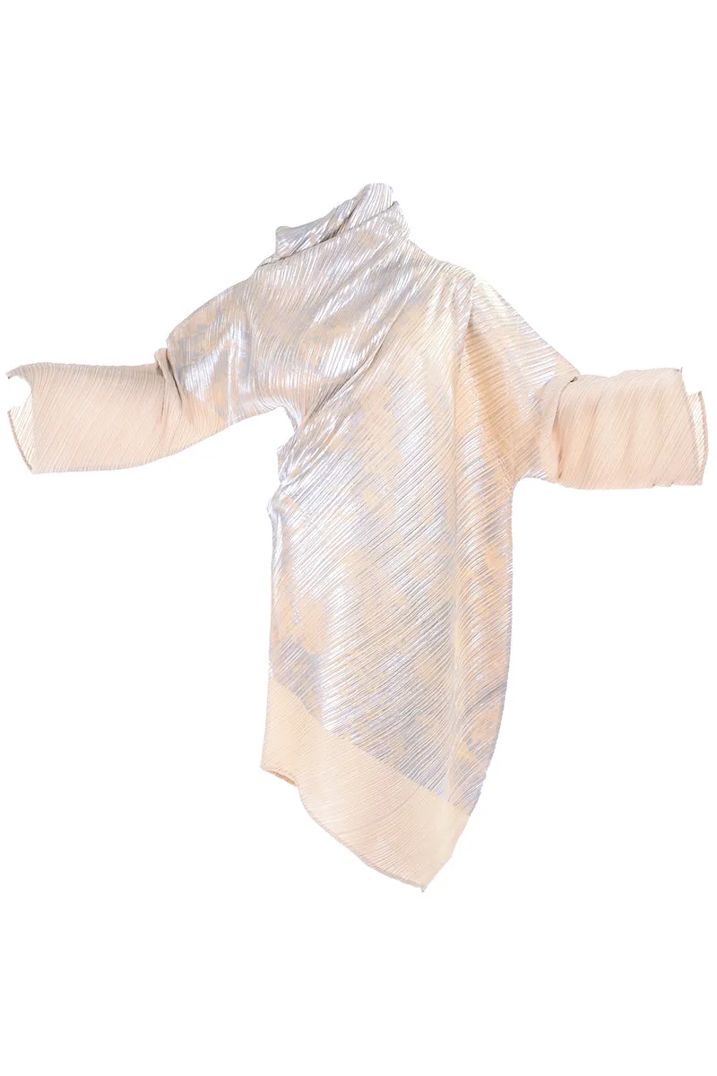 F/W 1994 Issey Miyake Asymmetrical Pleated Dress Metallic Deadstock