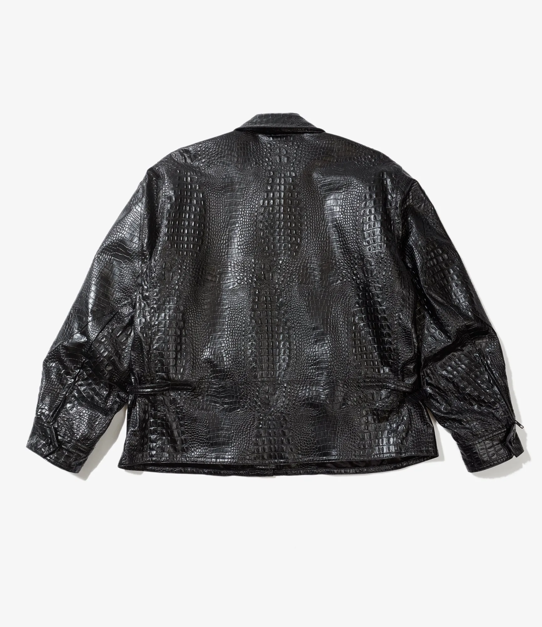 G8 Jacket – Black Alligator Embossed Fake Leather