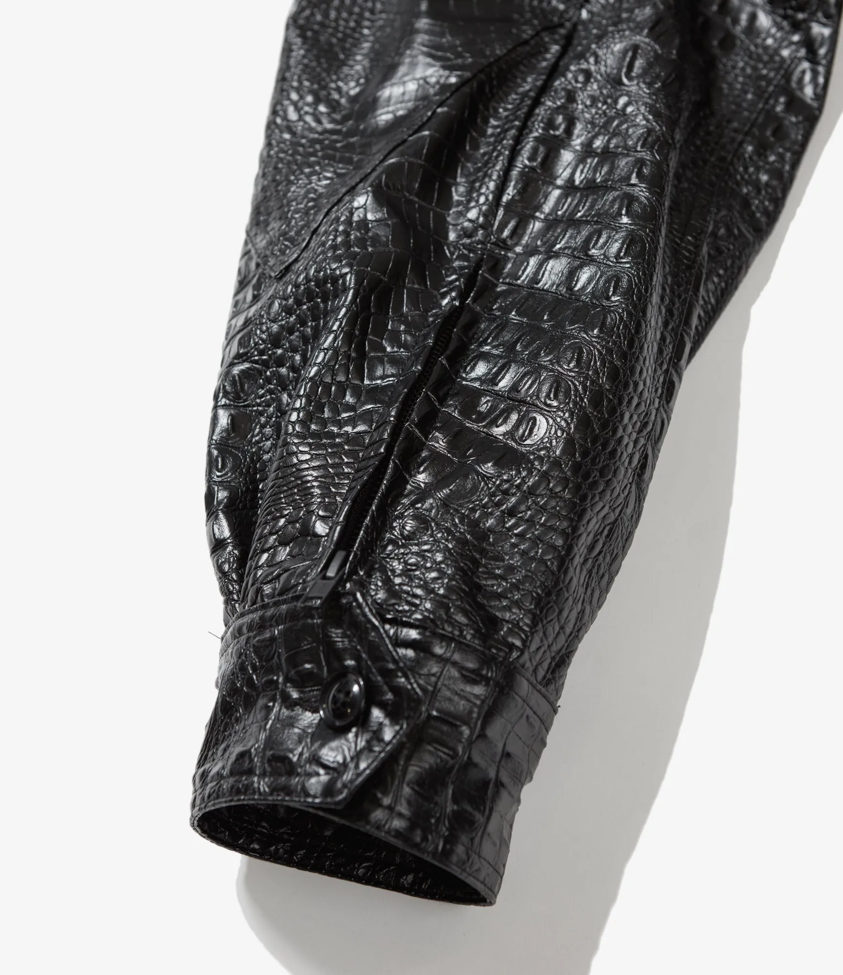 G8 Jacket – Black Alligator Embossed Fake Leather