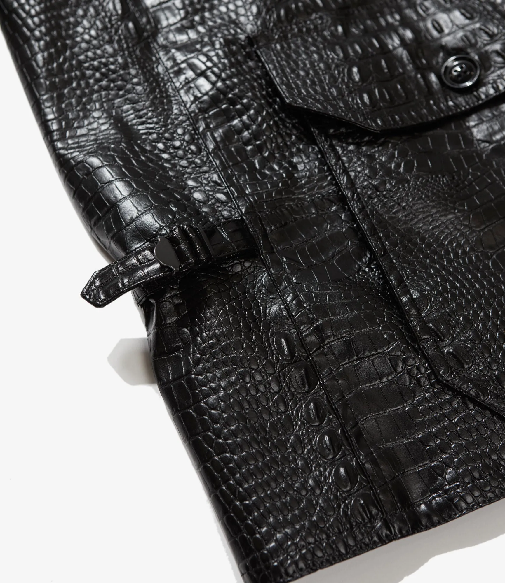 G8 Jacket – Black Alligator Embossed Fake Leather