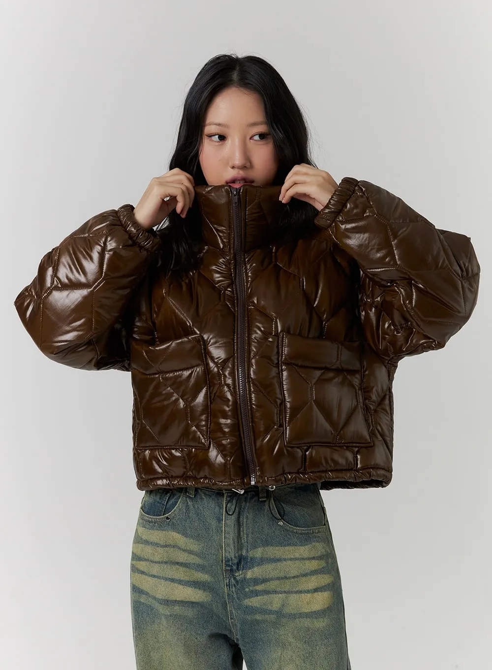 Glossy Quilted Puffer Jacket CD319