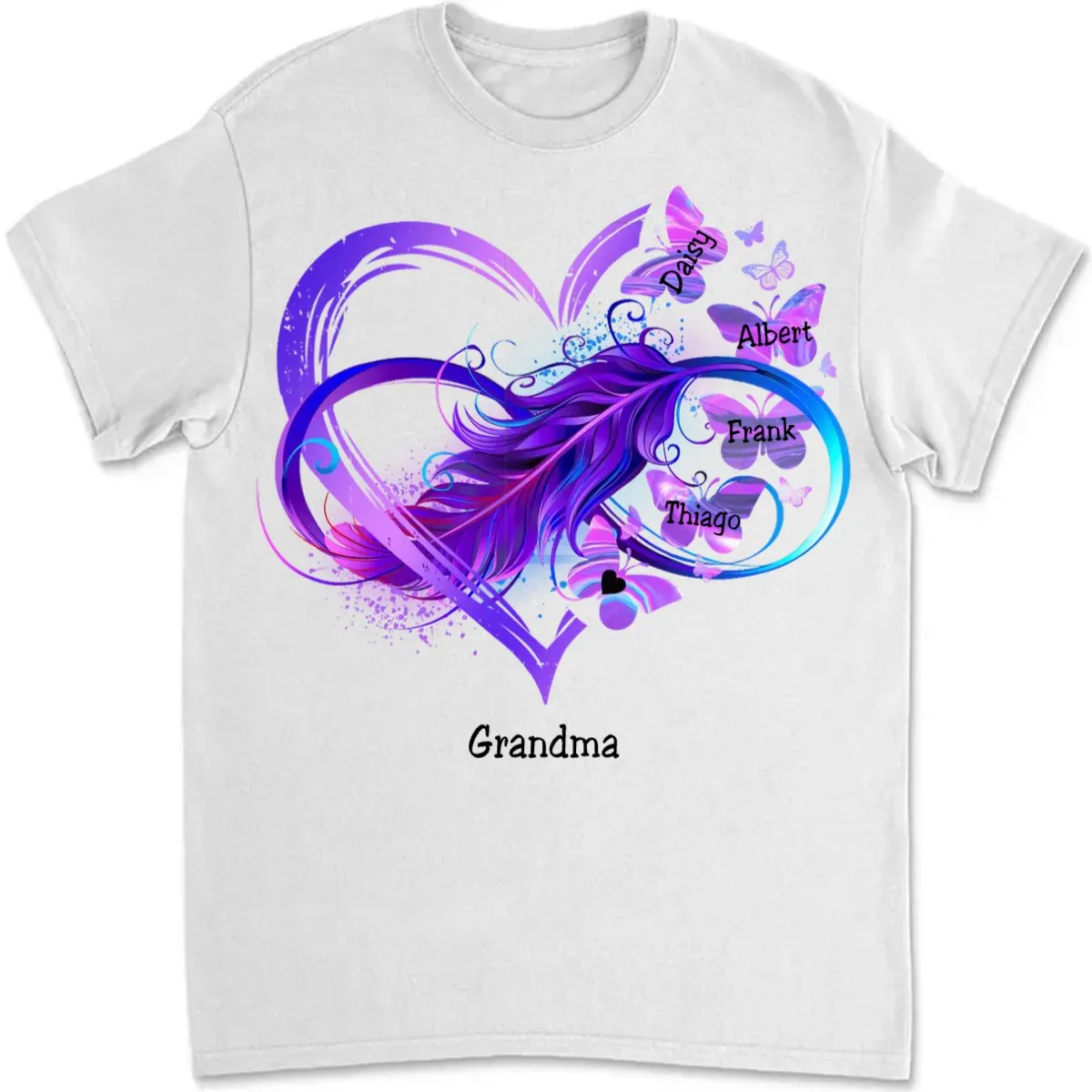 Grandma - Infinity Butterfly Love Family - Personalized T-shirt (LH)