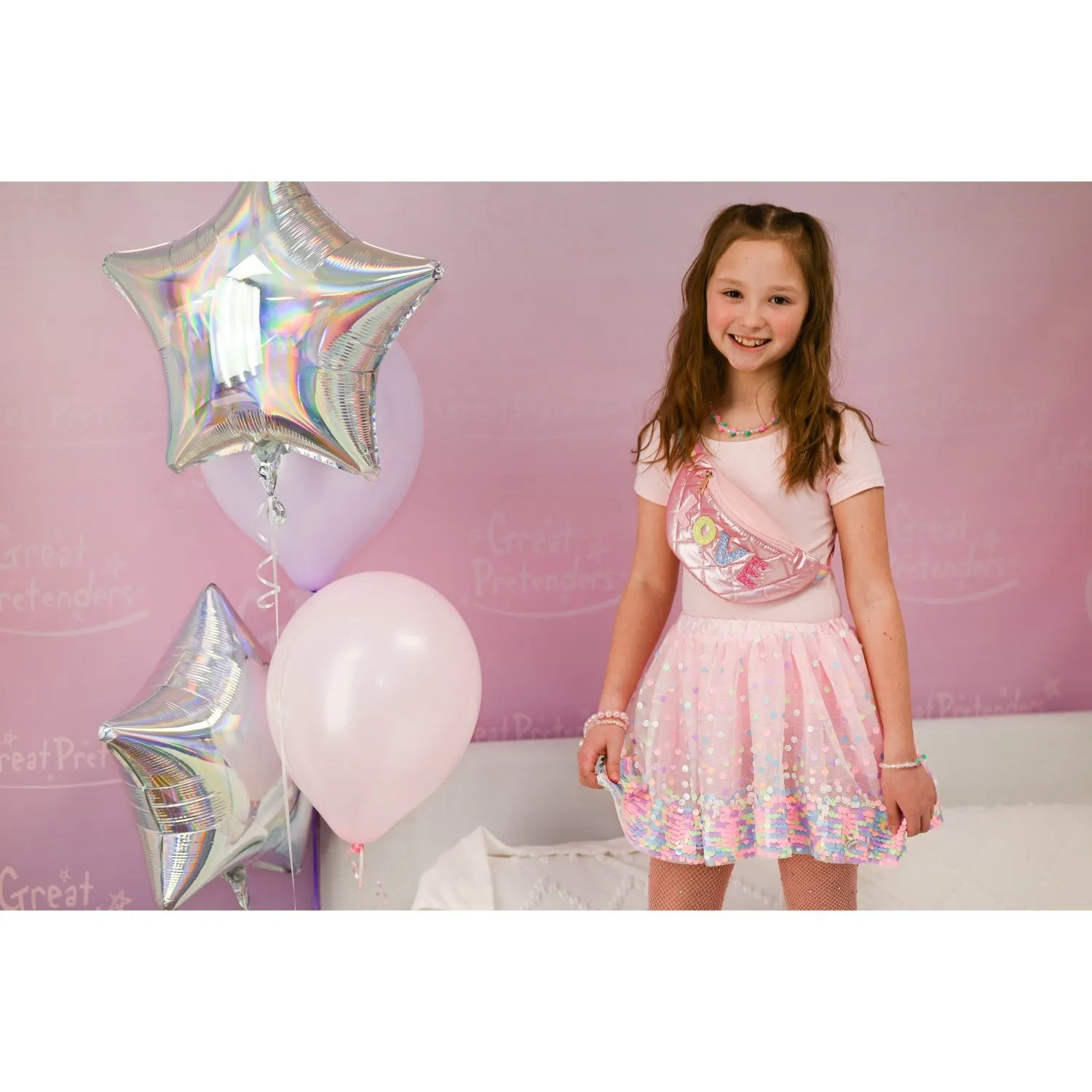 Great Pretenders Party Fun Sequins Skirt - Pink/Neon