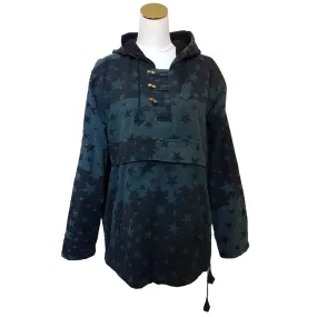 GRINGO FAIR TRADE Blue Stonewashed Star Print Hooded Top