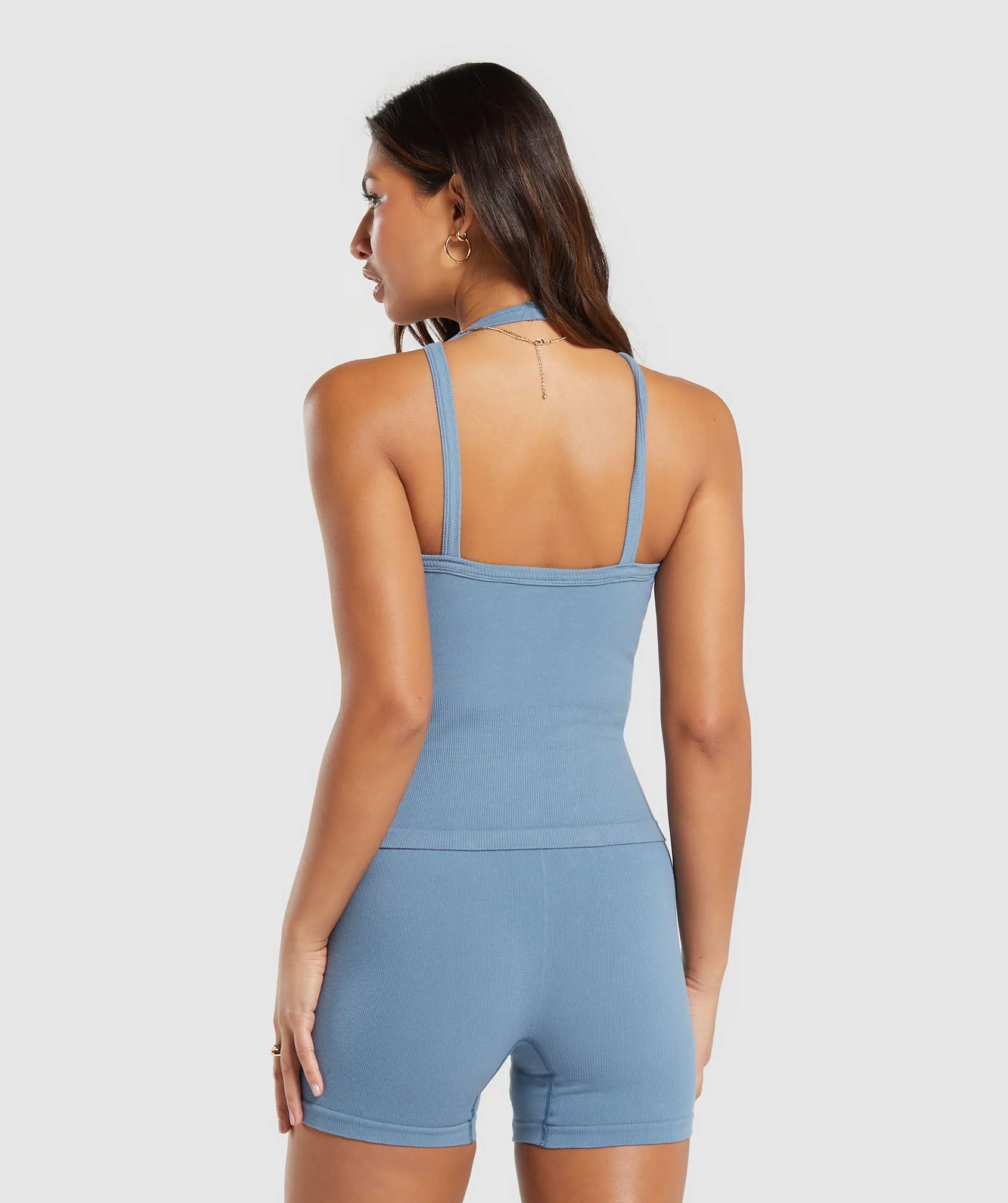 Gymshark Ribbed Cotton Seamless Tank - Faded Blue