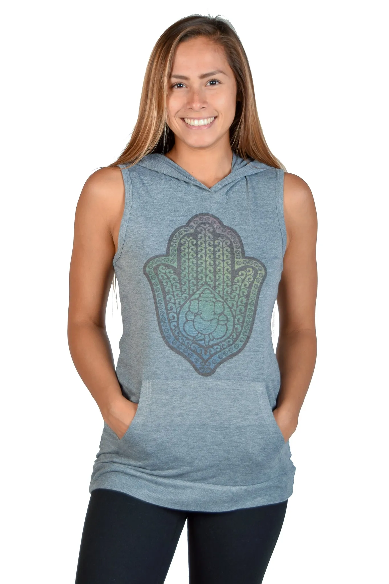 Hamsa Hand Sleeveless Hoodie Tank