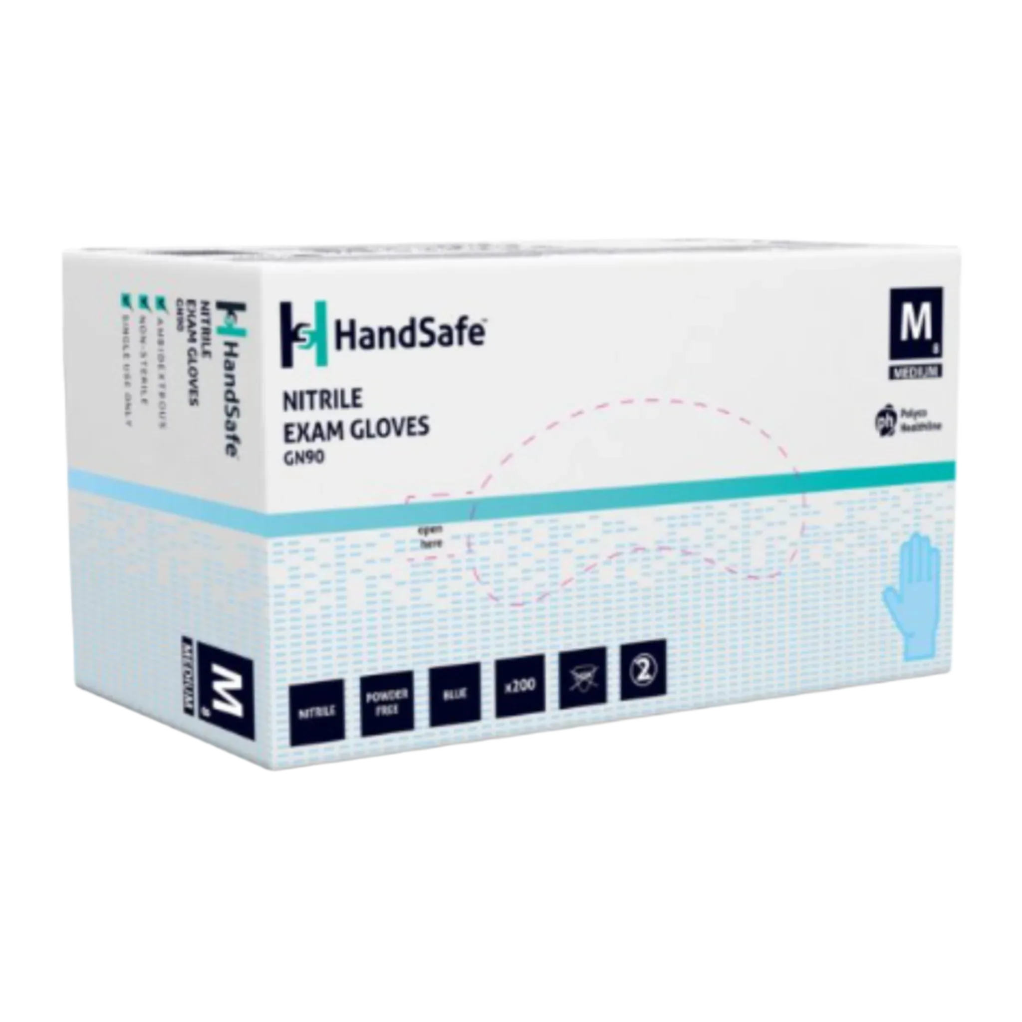 Handsafe Blue Nitrile Powder Free Examination Gloves (200 gloves) GN90