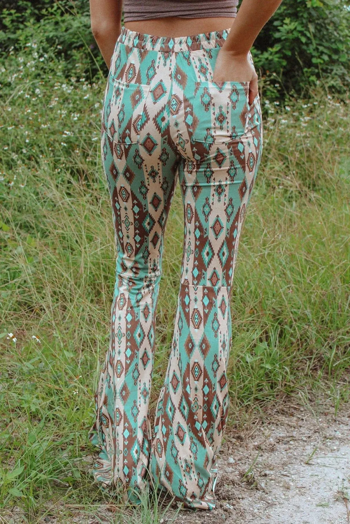 High Waist Tribal Pattern Bell Pants